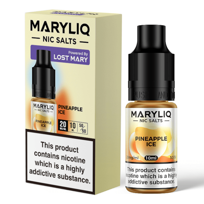 MARYLIQ Pineapple Ice Nic Salts by Lost Mary | Blighty Vapes Online Vape Store is the UK's favourite online e-liquid shop. Order e-liquids online. CHEAPER E-LIQUIDS & FREE DELIVERY!